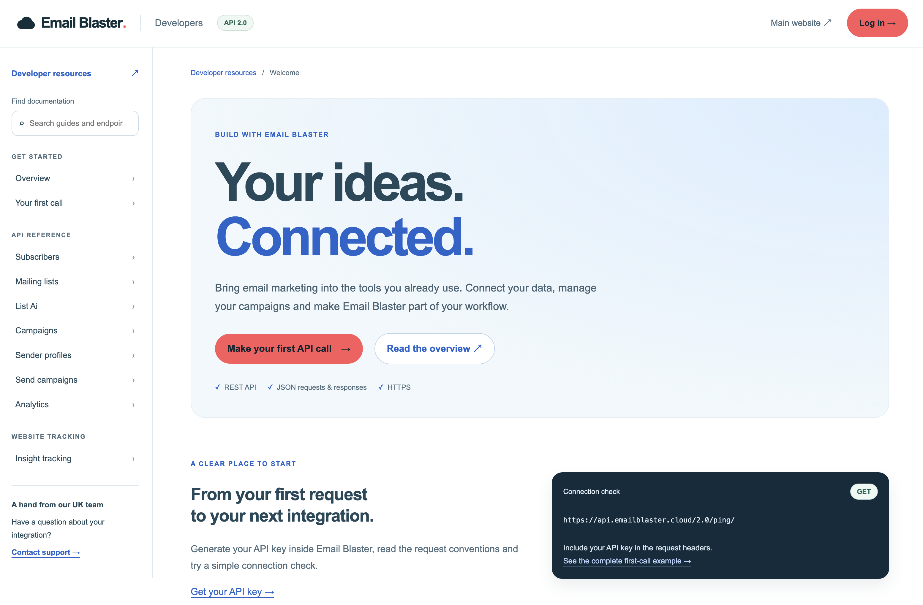 Email Blaster API 2.0 developer documentation